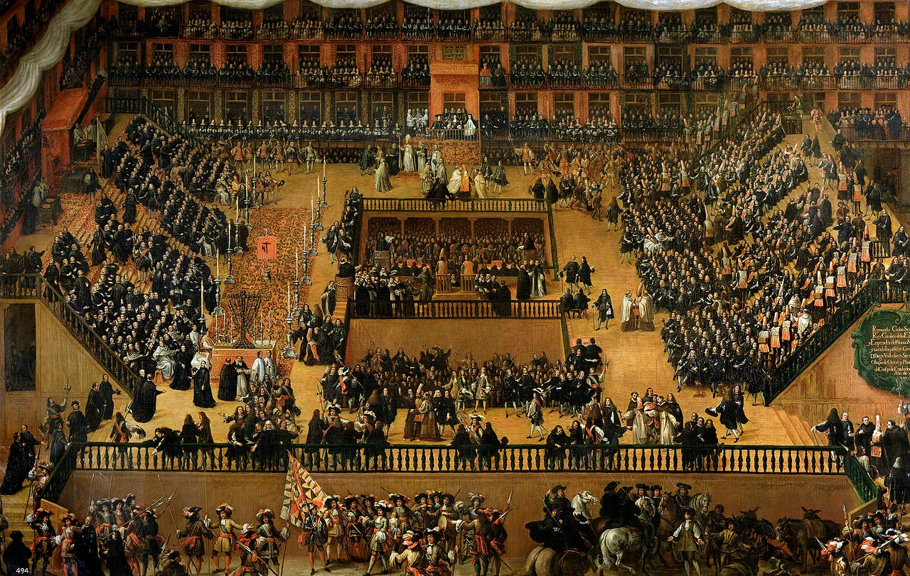 An auto-de-fé in Plaza Mayor, Madrid, 1680.